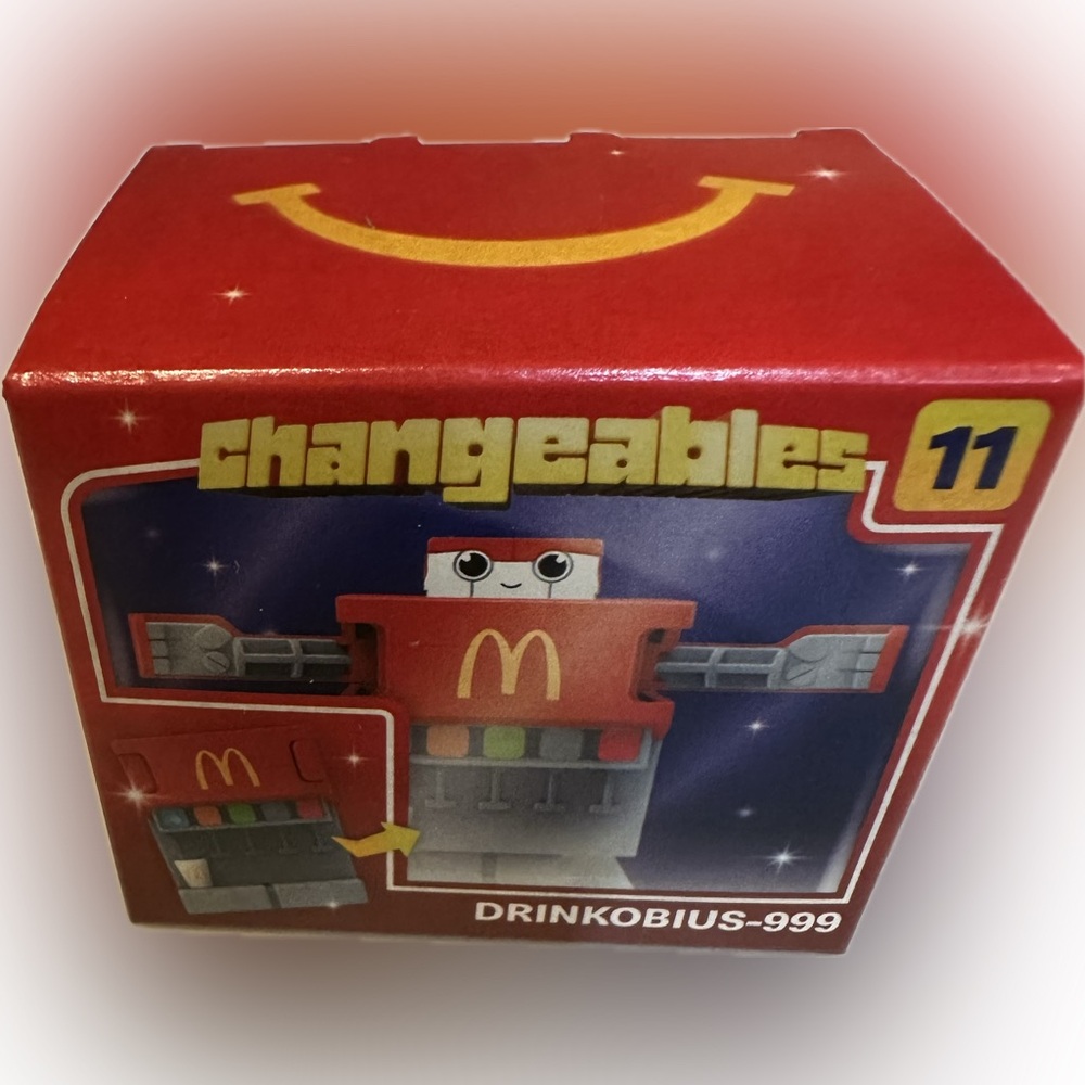 2026 CHANGEABLES DRINKOBIUS-999 # 11 MCDONALDS HAPPY MEAL TRANSFORMING TOY RED